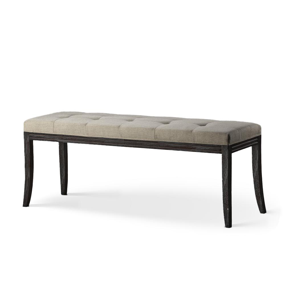 بنچ طرح B لاریسا پایه گردویی با پتینه سفید پارچه 789-28	