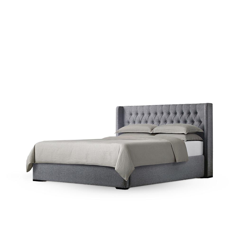 تخت 120 ورتا پایه خودرنگ با پتینه سفید پارچه کنزو 7