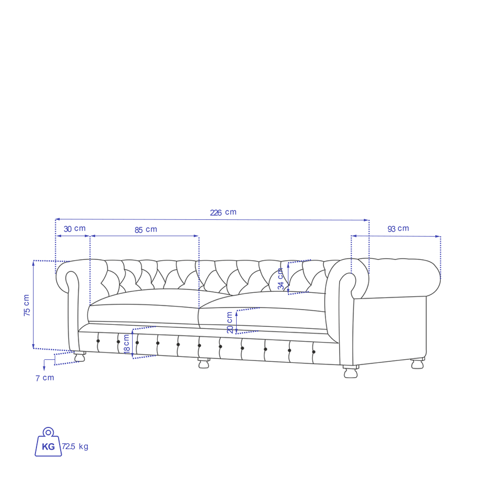 مبل سه نفره تولیکا مدل لاریسا