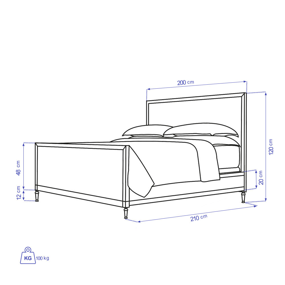 تخت خواب دو نفره سایز 180 تولیکا مدل النا طرح B