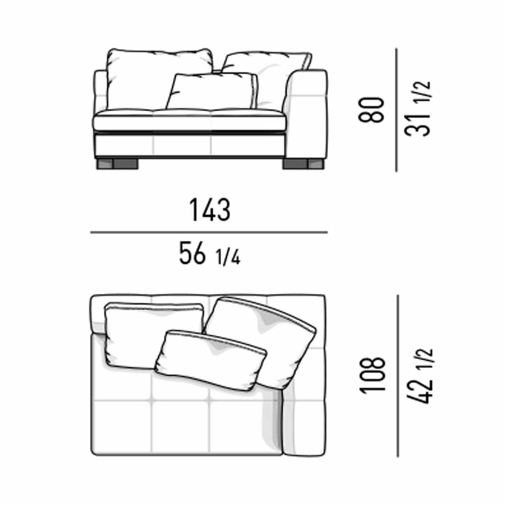 مبل کنج راست 143×108 تولیکا مدل دیوانی 
