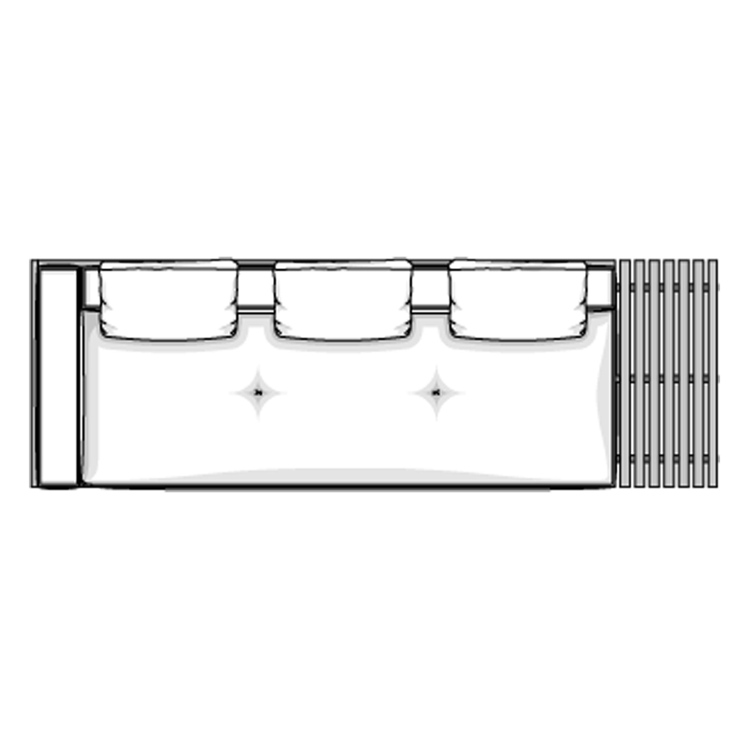BRASILIA  ELEMENT WITH 1 ARMREST CM 297 WITH TOP SMALL SLATS IN WALNUT TOP  297×98 BY TOLICA
